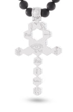 Load image into Gallery viewer, Onyx Beaded Ankh Cross Necklace
